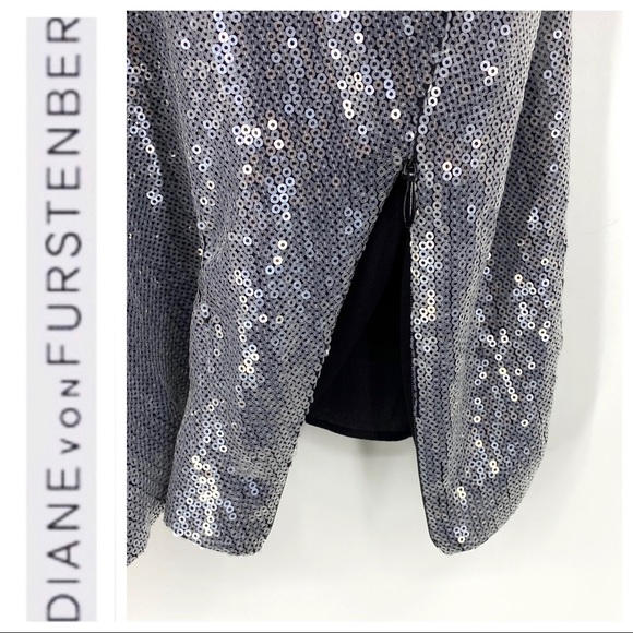 💕SALE💕Diane Von Furstenberg Silver Sequins Dress - Picture 7 of 14
